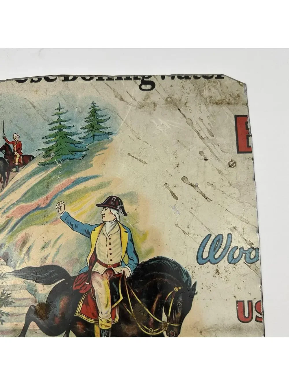 Antique Putnam Dyes Tin Cabinet Sign Putnam Israel Revolutionary War Ride J2